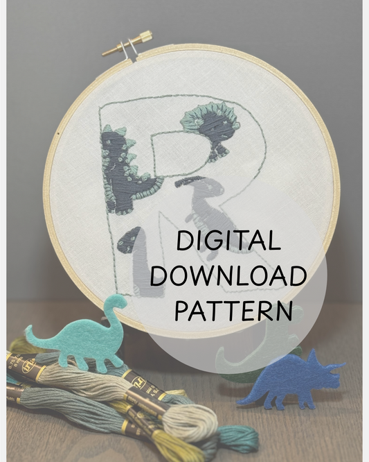 Dinosaur Alphabet Embroidery Pattern (PDF Download)